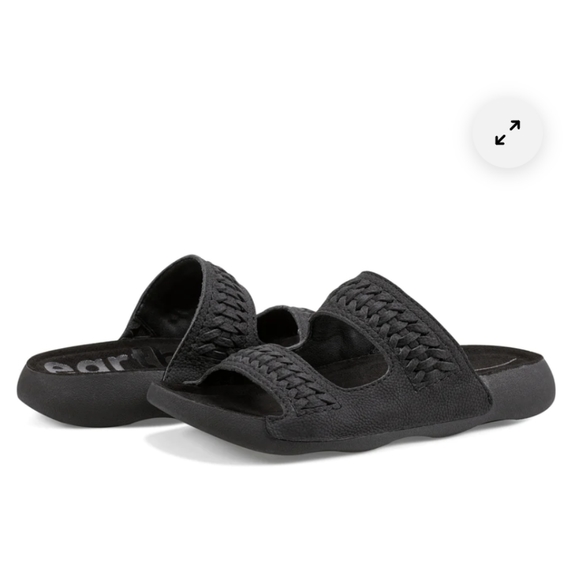 Earth Genie Black Woven Round Toe Slides Sandals Size 8 M - Picture 1 of 8